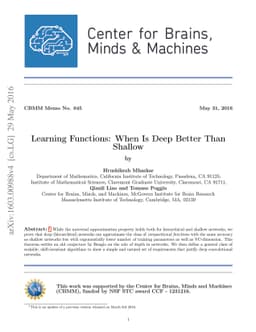 Learning Functions: When Is Deep Better Than Shallow