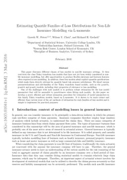 Estimating Quantile Families of Loss Distributions for Non-Life
  Insurance Modelling via L-moments