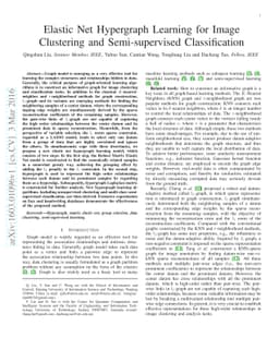 Elastic Net Hypergraph Learning for Image Clustering and Semi-supervised
  Classification