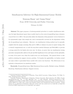 Simultaneous Inference for High-dimensional Linear Models