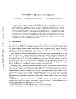 A Unified View of Localized Kernel Learning