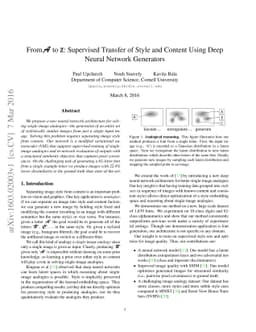 From A to Z: Supervised Transfer of Style and Content Using Deep Neural
  Network Generators