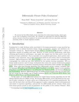 Differentially Private Policy Evaluation