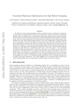 Unscented Bayesian Optimization for Safe Robot Grasping
