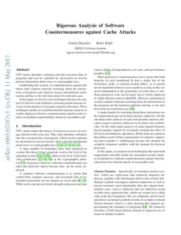 Rigorous Analysis of Software Countermeasures against Cache Attacks