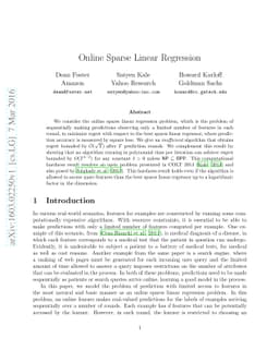 Online Sparse Linear Regression