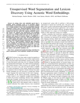 Unsupervised word segmentation and lexicon discovery using acoustic word
  embeddings