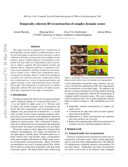 Temporally coherent 4D reconstruction of complex dynamic scenes