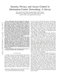 Security, Privacy, and Access Control in Information-Centric Networking:
  A Survey