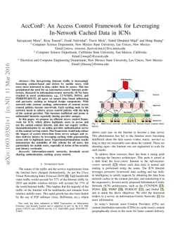 AccConF: An Access Control Framework for Leveraging In-Network Cached
  Data in ICNs