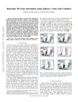 Real-time 3D scene description using Spheres, Cones and Cylinders