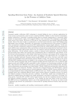 Spoofing Detection Goes Noisy: An Analysis of Synthetic Speech Detection
  in the Presence of Additive Noise