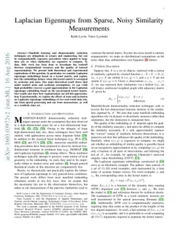 Laplacian Eigenmaps from Sparse, Noisy Similarity Measurements