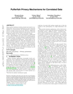 Pufferfish Privacy Mechanisms for Correlated Data