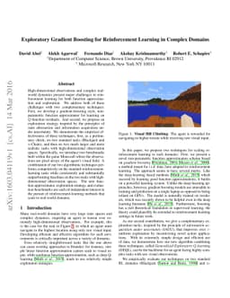 Exploratory Gradient Boosting for Reinforcement Learning in Complex
  Domains