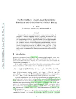 The Normal Law Under Linear Restrictions: Simulation and Estimation via
  Minimax Tilting