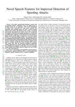 Novel Speech Features for Improved Detection of Spoofing Attacks