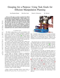 Grasping for a Purpose: Using Task Goals for Efficient Manipulation
  Planning