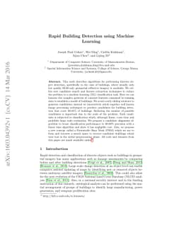 Rapid building detection using machine learning