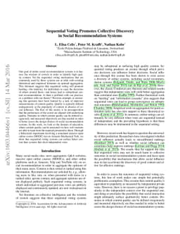 Sequential Voting Promotes Collective Discovery in Social Recommendation
  Systems