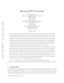 Matching while Learning