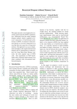 Recurrent Dropout without Memory Loss
