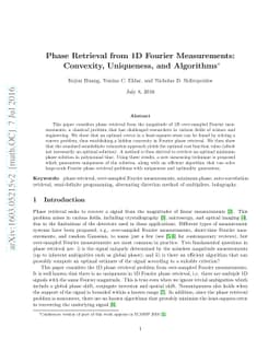 Phase Retrieval from 1D Fourier Measurements: Convexity, Uniqueness, and
  Algorithms