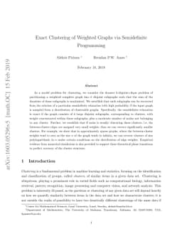 Exact Clustering of Weighted Graphs via Semidefinite Programming