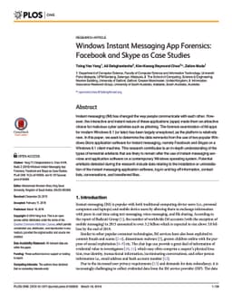 Windows Instant Messaging App Forensics: Facebook and Skype as Case
  Studies