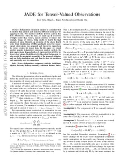 JADE for Tensor-Valued Observations