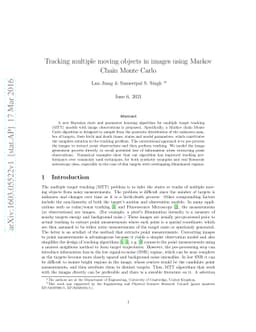 Tracking multiple moving objects in images using Markov Chain Monte
  Carlo