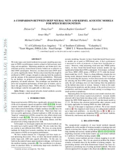 A Comparison between Deep Neural Nets and Kernel Acoustic Models for
  Speech Recognition