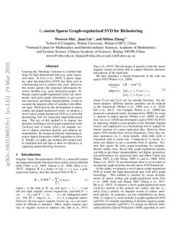 L0-norm Sparse Graph-regularized SVD for Biclustering