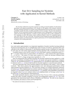 Fast DPP Sampling for Nyström with Application to Kernel Methods