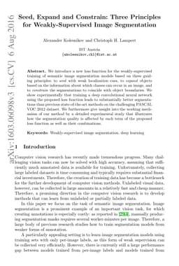 Seed, Expand and Constrain: Three Principles for Weakly-Supervised Image
  Segmentation
