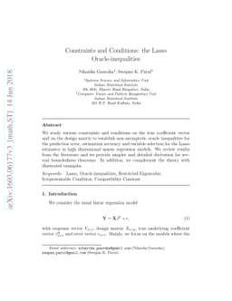 Constraints and Conditions: the Lasso Oracle-inequalities