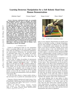 Learning Dexterous Manipulation for a Soft Robotic Hand from Human
  Demonstration