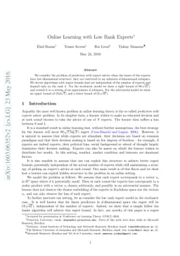 Online Learning with Low Rank Experts