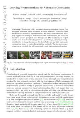Learning Representations for Automatic Colorization