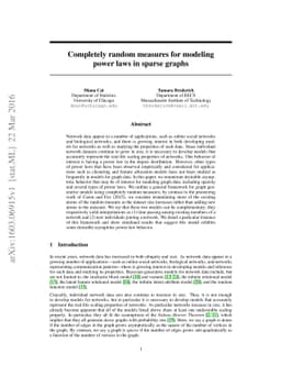 Completely random measures for modeling power laws in sparse graphs