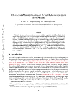 Inference via Message Passing on Partially Labeled Stochastic Block
  Models