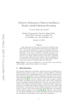 Deductive Refinement of Species Labelling in Weakly Labelled Birdsong
  Recordings
