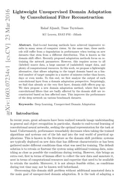 Lightweight Unsupervised Domain Adaptation by Convolutional Filter
  Reconstruction