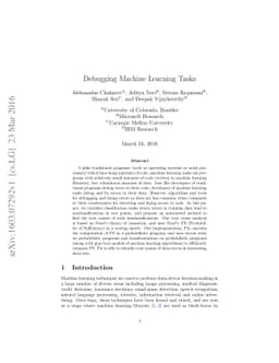 Debugging Machine Learning Tasks