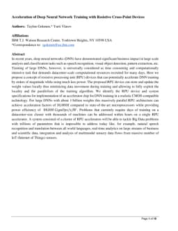 Acceleration of Deep Neural Network Training with Resistive Cross-Point
  Devices
