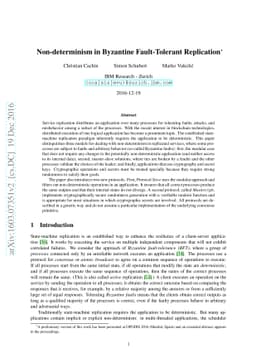Non-determinism in Byzantine Fault-Tolerant Replication