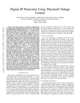Digital IP Protection Using Threshold Voltage Control