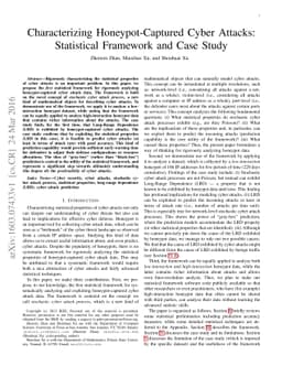 Characterizing Honeypot-Captured Cyber Attacks: Statistical Framework
  and Case Study