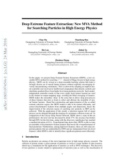 Deep Extreme Feature Extraction: New MVA Method for Searching Particles
  in High Energy Physics