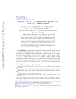 Optimal large-scale quantum state tomography with Pauli measurements